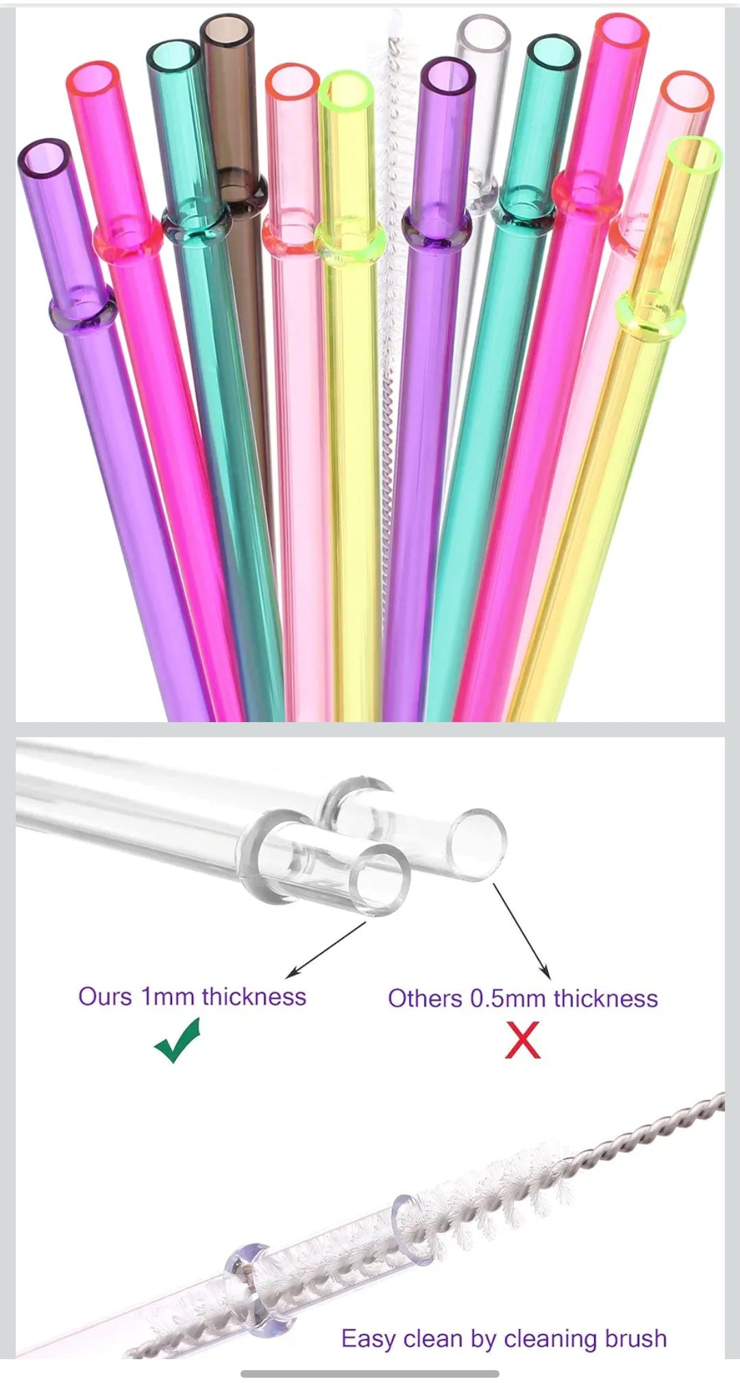 8in color straws